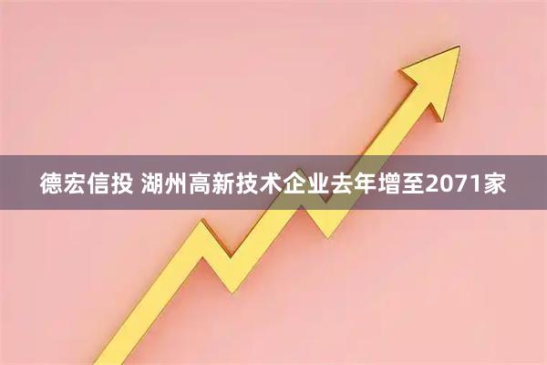 德宏信投 湖州高新技术企业去年增至2071家